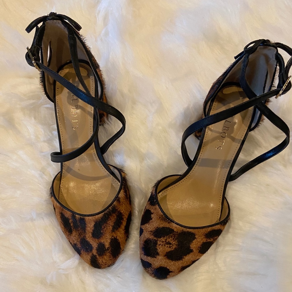 Talbots animal print block heel size 5